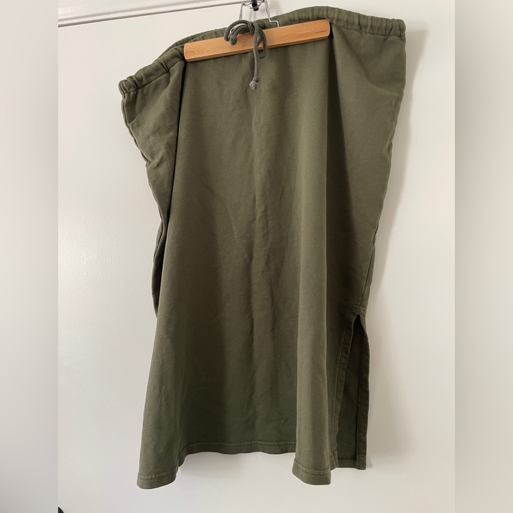 Lou & Grey olive green midi cotton drawstring cotton skirt with slits - XXL